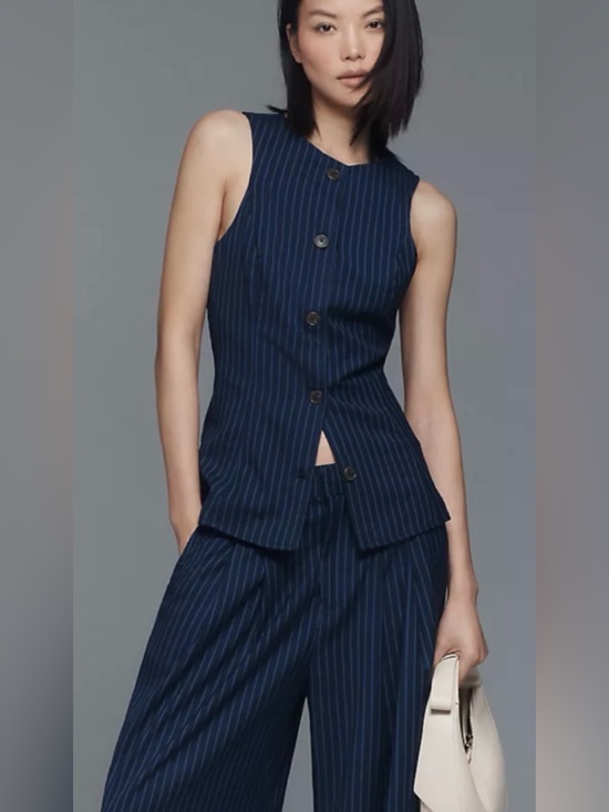Maeve Jackets & Blazers - New Anthropologie Maeve Shrunken Vest Blue Small